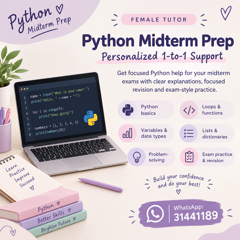 Female Tutor - Python Midterm Prep - 1