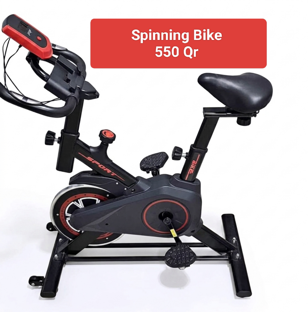 situp bench, spinning bike, weights - 8