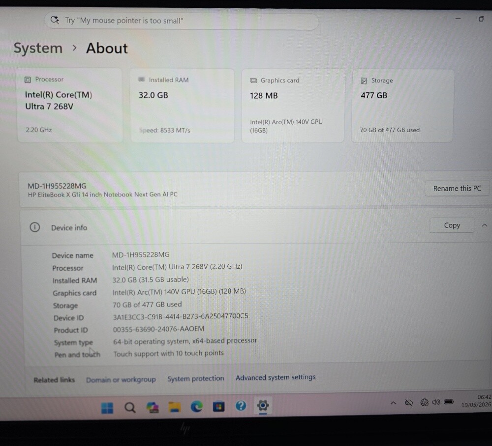 HP Elitebook Ultra 7 32GB 512GB 14" - 10