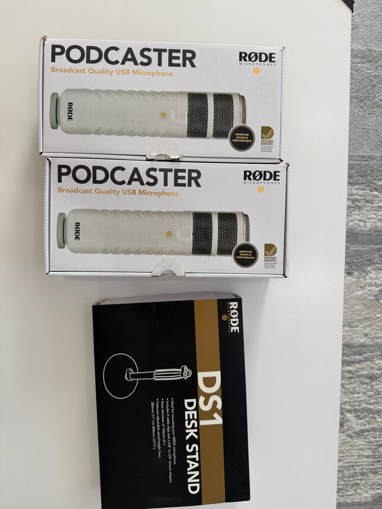 2× RODE Podcaster USB Microphones + - 1
