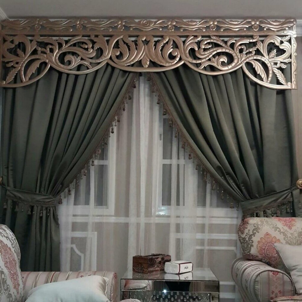 ستائر ويفي مع ديكور خشبي كلاسيكي - 3