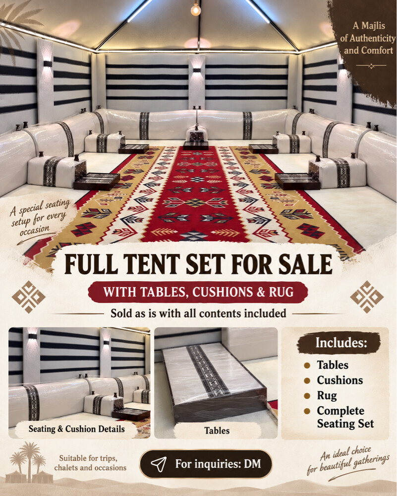 A complete tent setup with tables a - 3