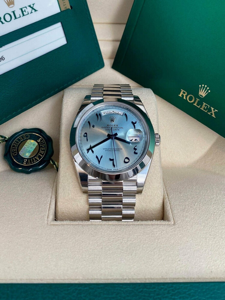 Rolex Silver Arabic Platinum - 6