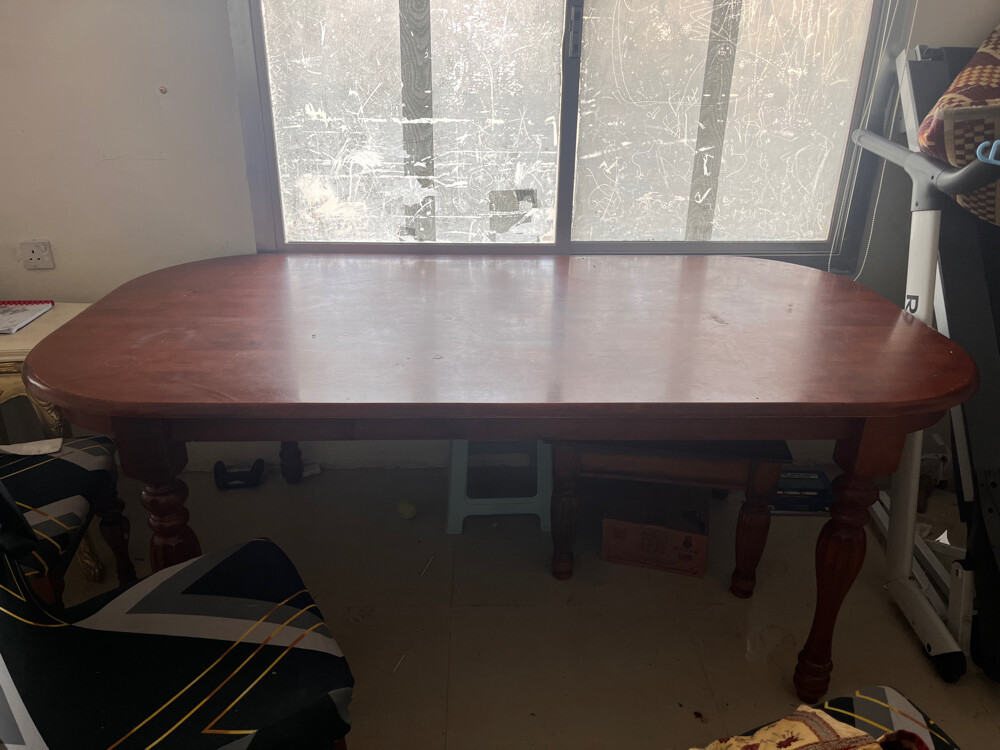 Large Solid Wood Dining Table with  - 1