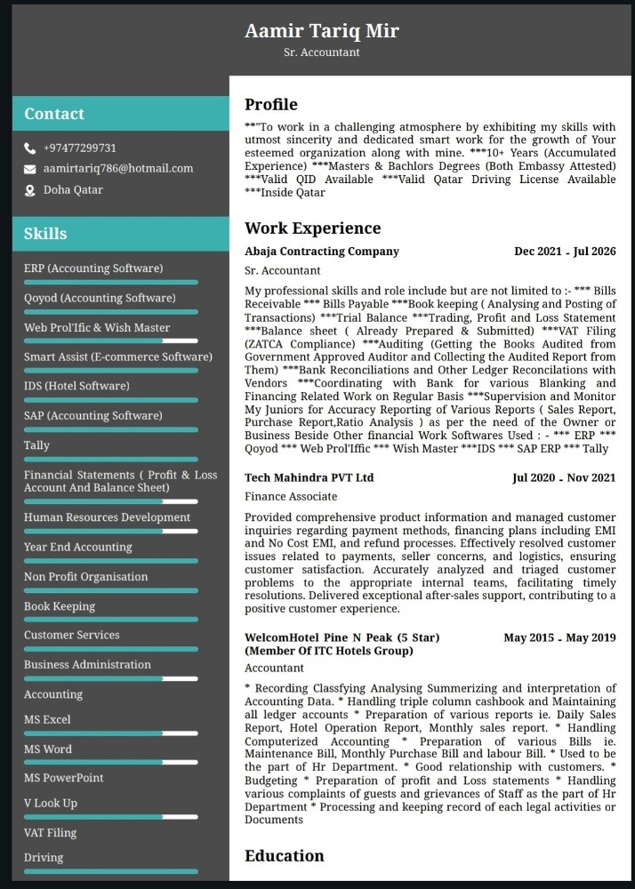 Accountant (10 Years Experience) - 2