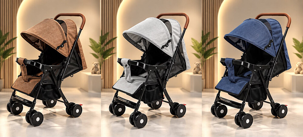 Compact Folding Baby Stroller with  - 1