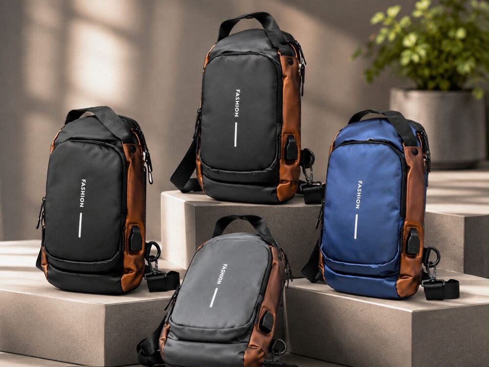 Chest Bag Backpack with USB Chargin - 1