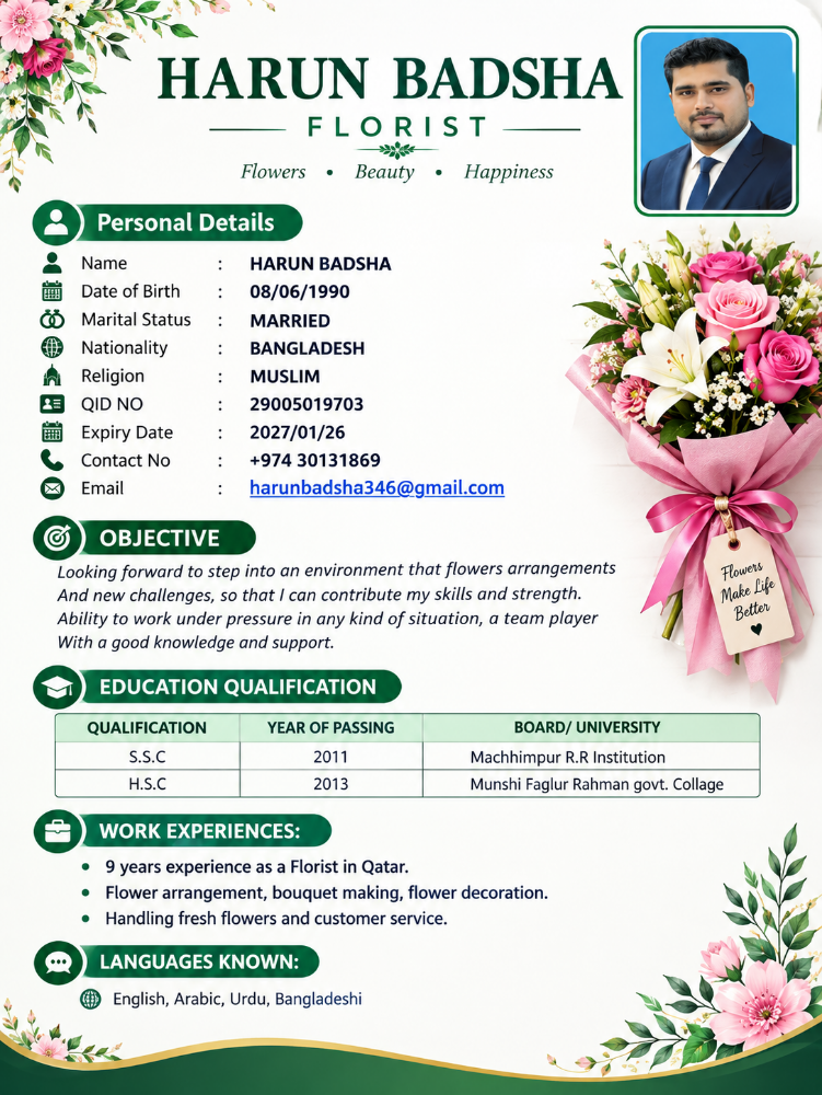 Florist. Im looking for job. - 1