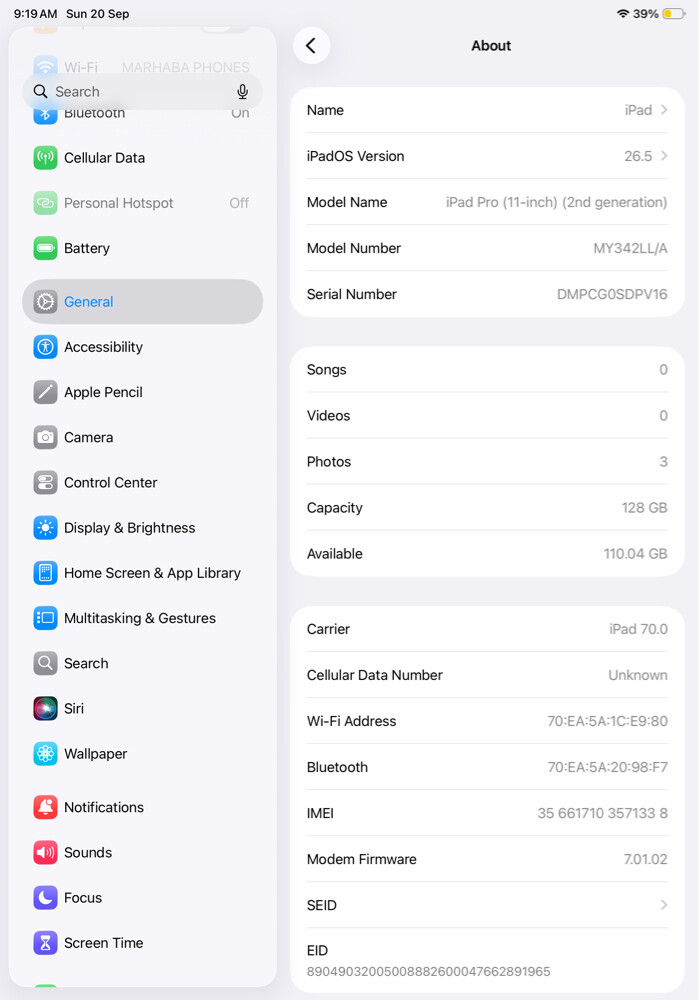 iPad Pro 11inch(M2) 128GB( Sim) - 2