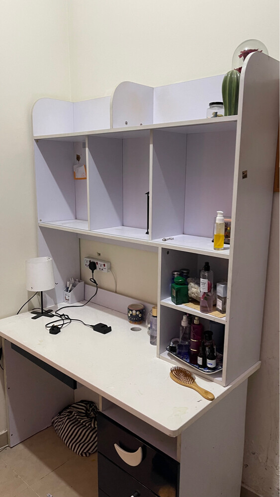 white wooden study desk featuring - 1