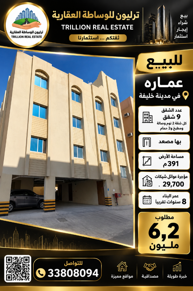 للبيع عماره 9 شقق مدينه خليفه - 2