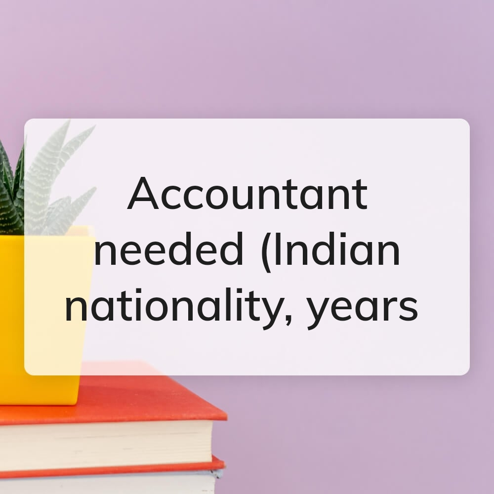 Accountant Required

We are looking - 1