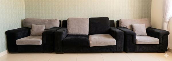 Used black & grey sofa for sale - 4