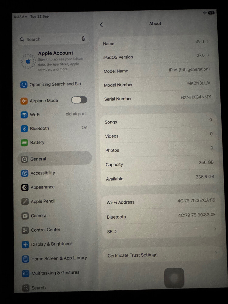 iPad 9 Generation 256GB - 2