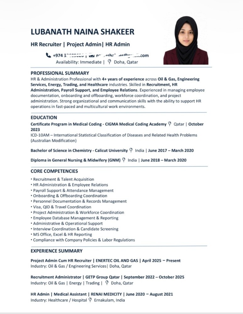 project admin, HR recruiter, HR adm - 1