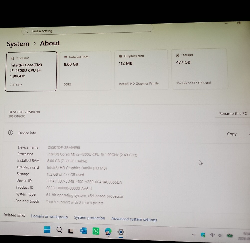 Lenovo 4G i5  RAM  8 GB  DDR3 - 6