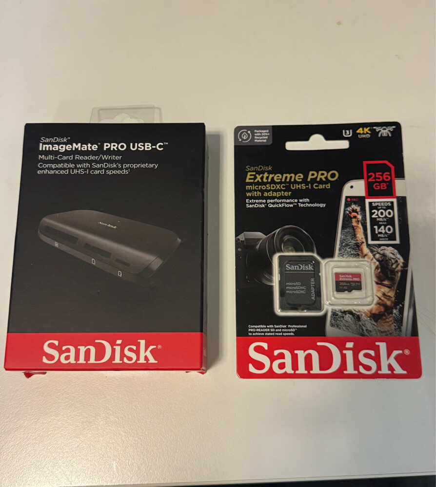 SANDISK 256 gb card with SANDISK PR - 1