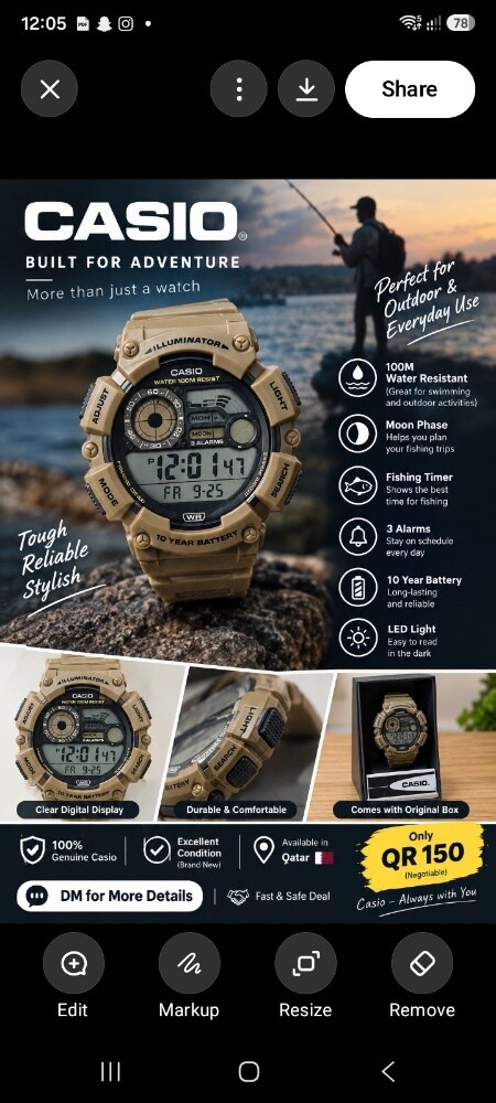 CASIO SPORTS DIGITAL WATCH -W2-1200 - 1