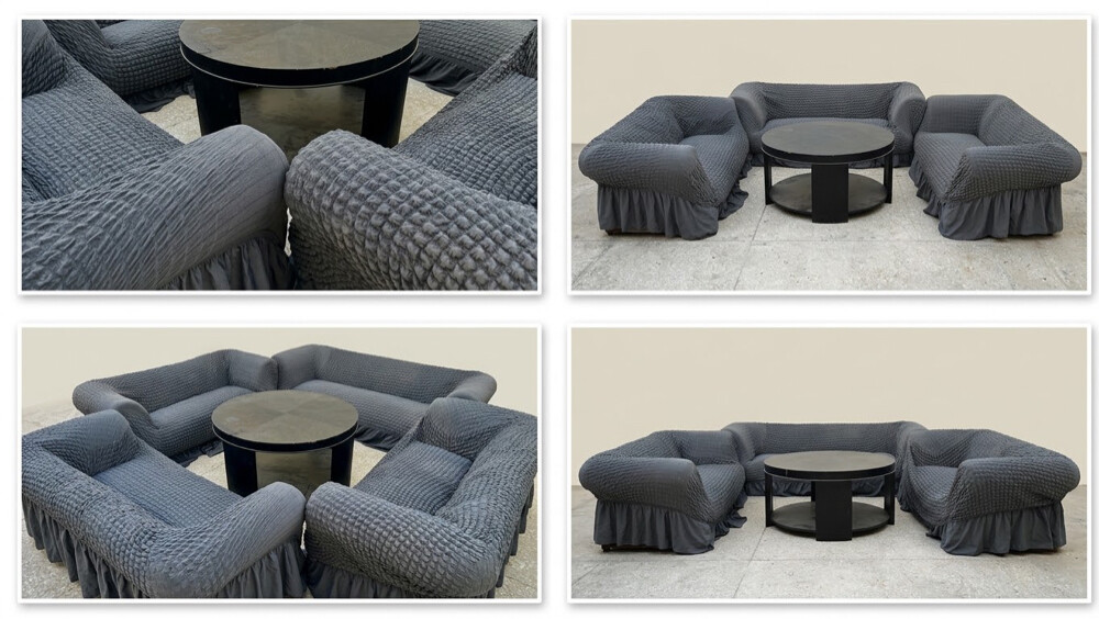 Comfortable Sofa Set with Covers (4 - 3