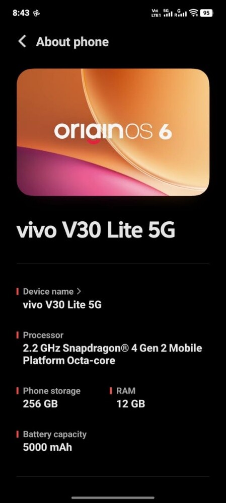 Vivo V30 lite - 3