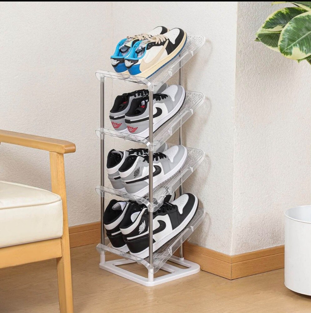 4 Tier Transparent Shoe Rack - 1
