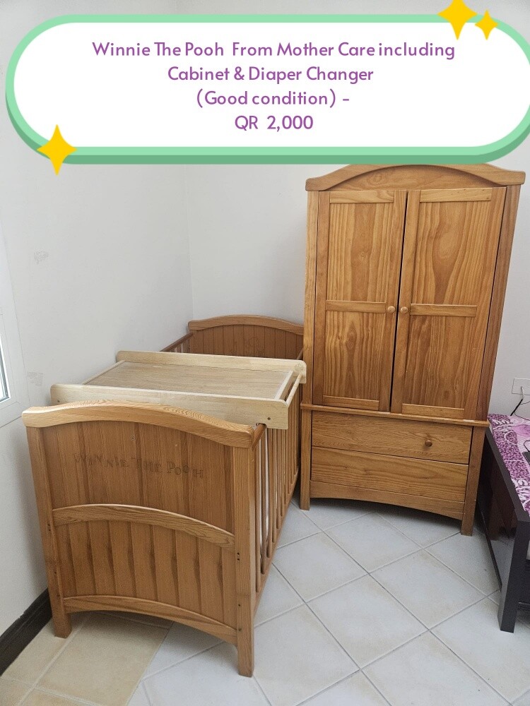 Winnie The Pooh Crib with Cupboard - 1