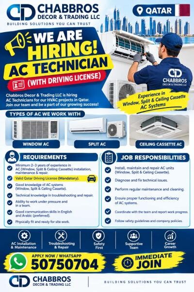 AC Technician(with Drive License - 1