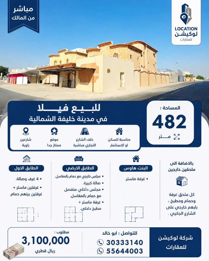 للبيع فيلا مدينه خليفه الشماليه - 1