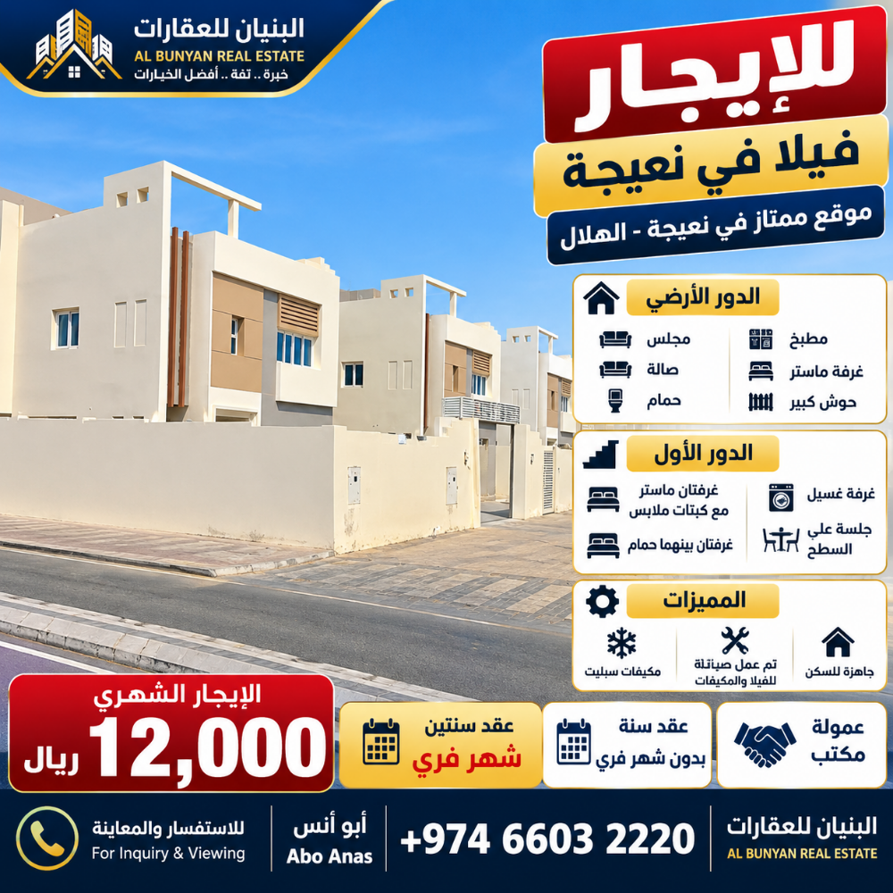 For Rent Villa in Najma Al Hilal
E - 1