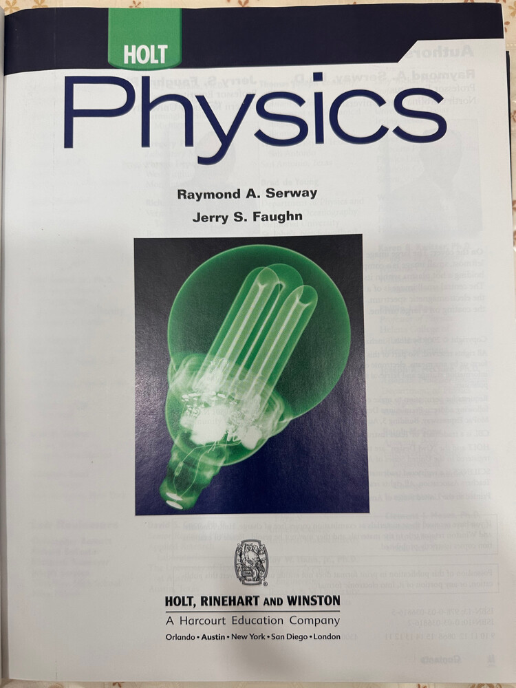 Physics Holt Hardcover Book  - 2