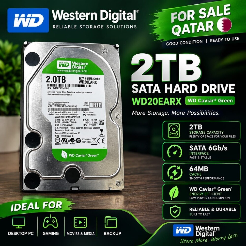 WD Caviar Green 2TB SATA Hard Drive - 1