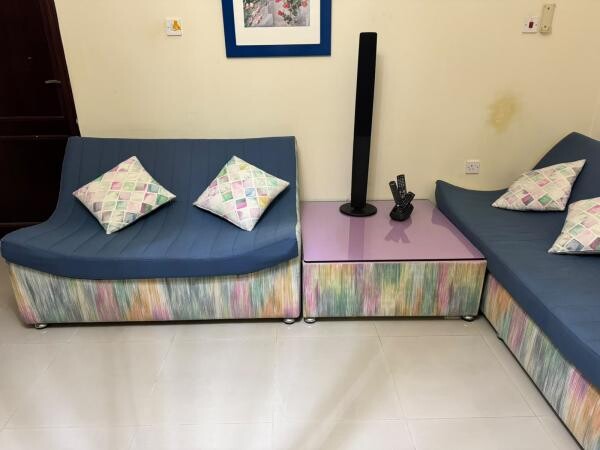 Blue and colorful sofa set - 6