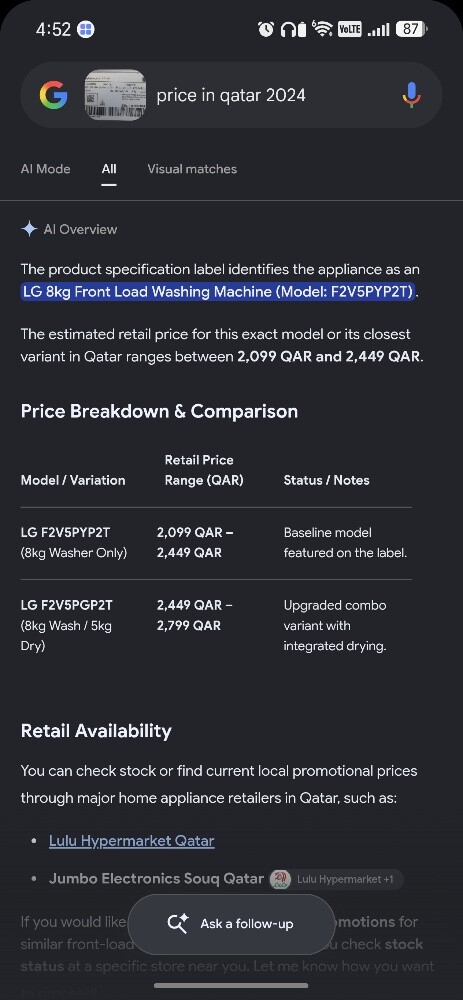 LG 8KG Washing Machine For Sale - 6