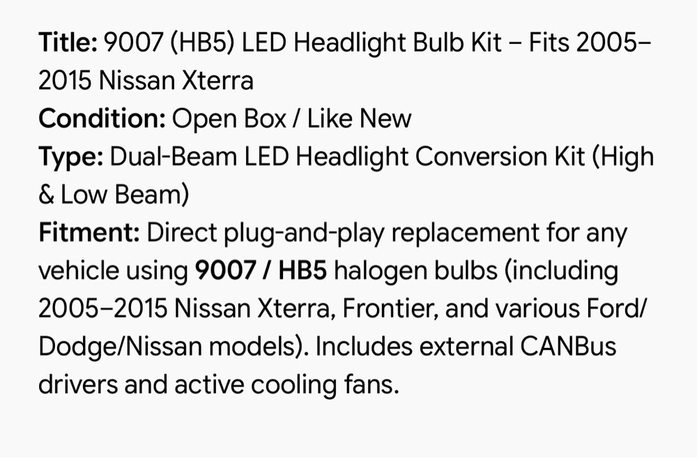 9007 (HB5) LED Headlight Bulb Kit – - 8