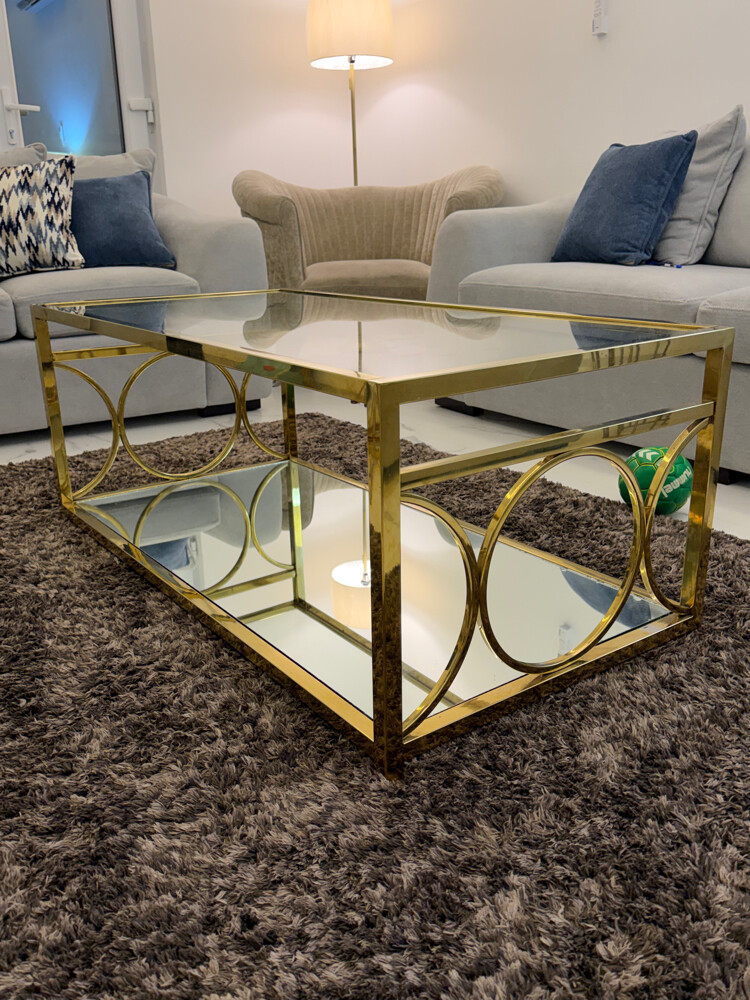 Luxury Gold Square Coffee Table - 2