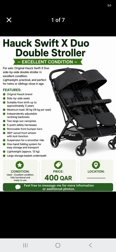 Hauck Swift X Duo Double Stroller - 1