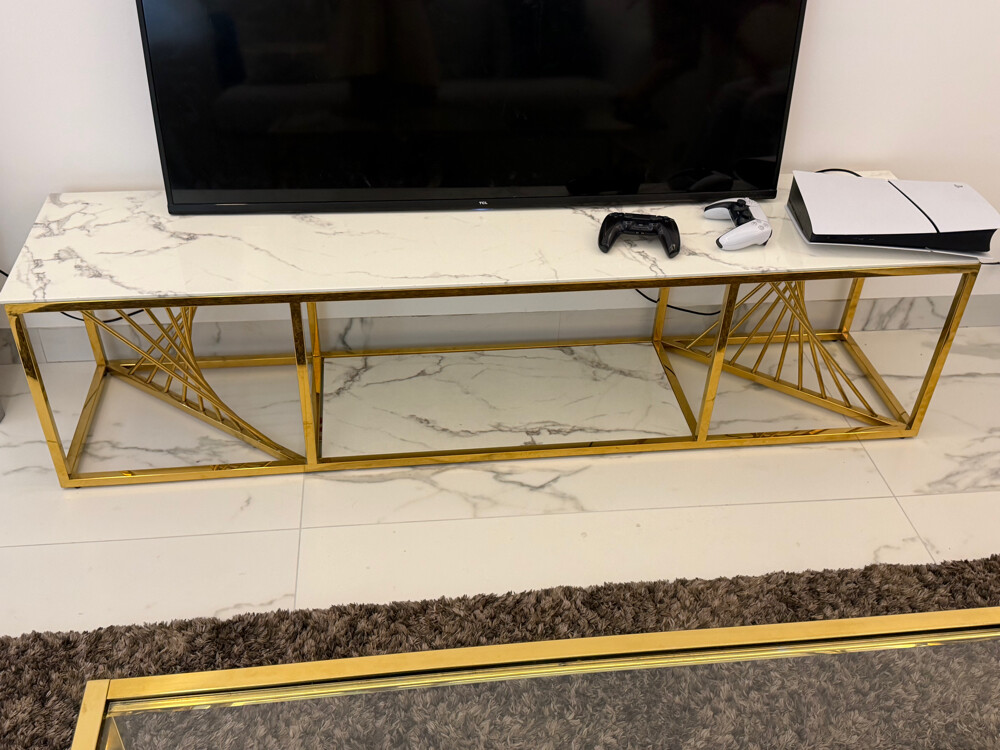 Luxury Gold TV Stand with Marble-Ef - 3