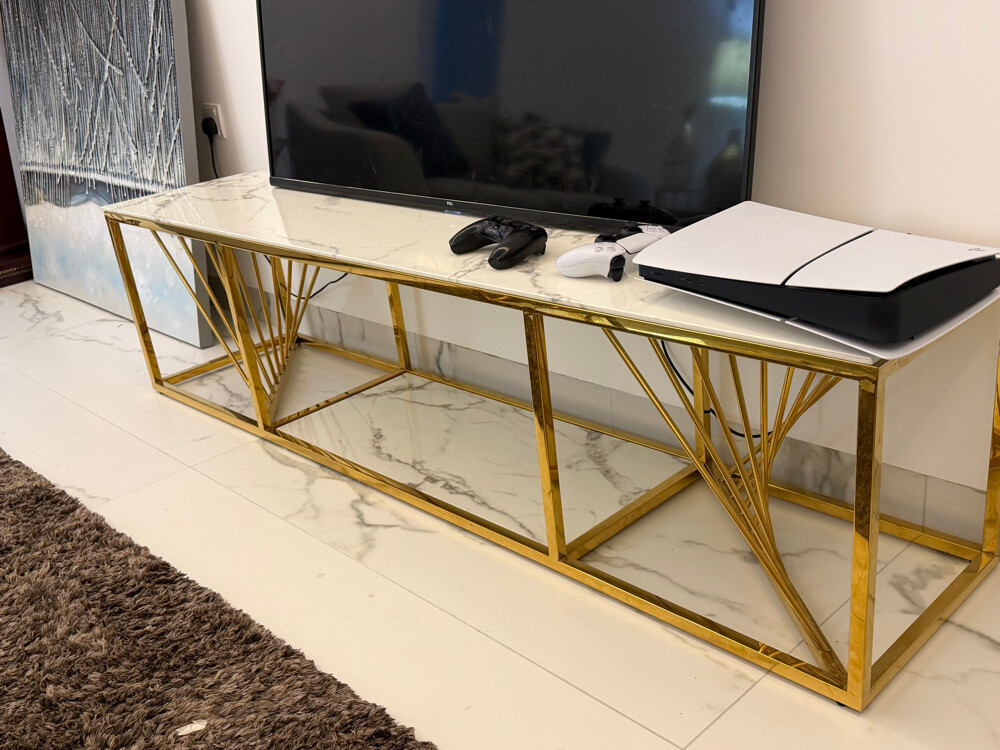 Luxury Gold TV Stand with Marble-Ef - 2