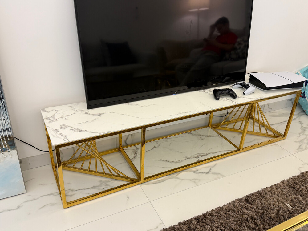 Luxury Gold TV Stand with Marble-Ef - 1