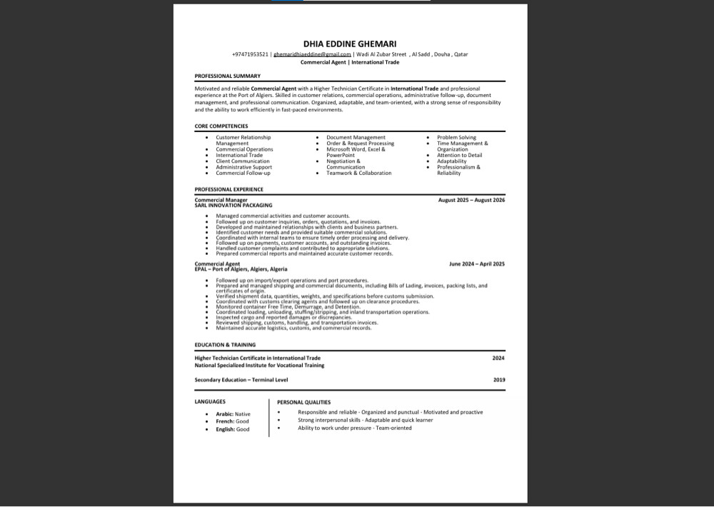 trade international specialist - 1