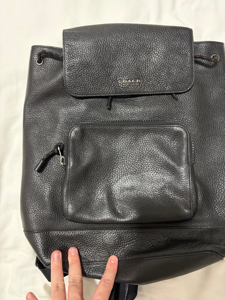 Coach Black Leather Drawstring Back - 5