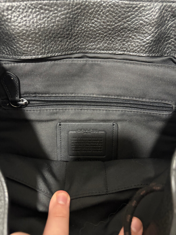 Coach Black Leather Drawstring Back - 8