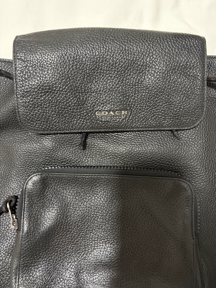 Coach Black Leather Drawstring Back - 3