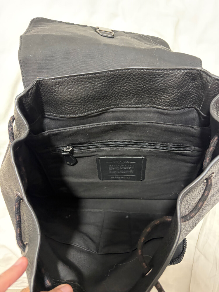 Coach Black Leather Drawstring Back - 7