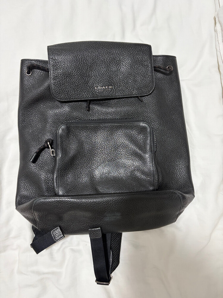 Coach Black Leather Drawstring Back - 1