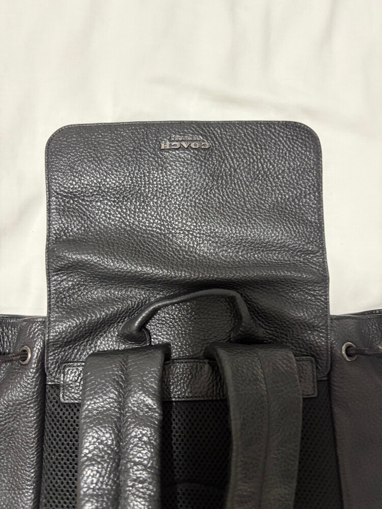 Coach Black Leather Drawstring Back - 10