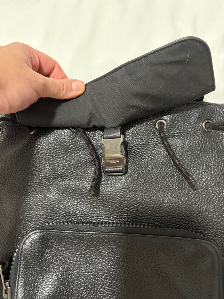 Coach Black Leather Drawstring Back - 2