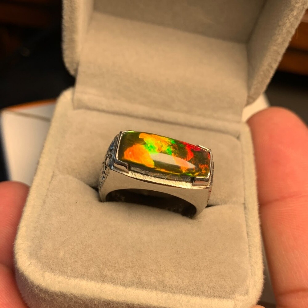 Black opal fire ring - 6