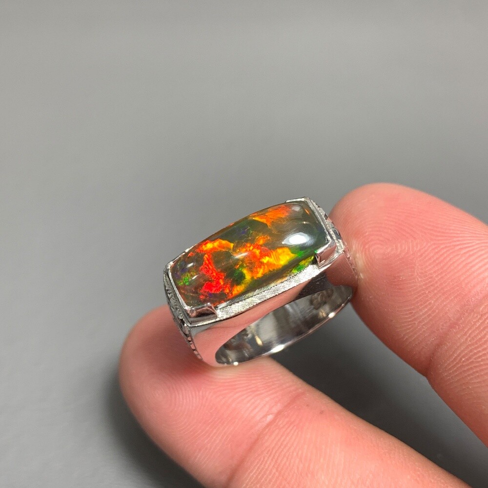 Black opal fire ring - 8