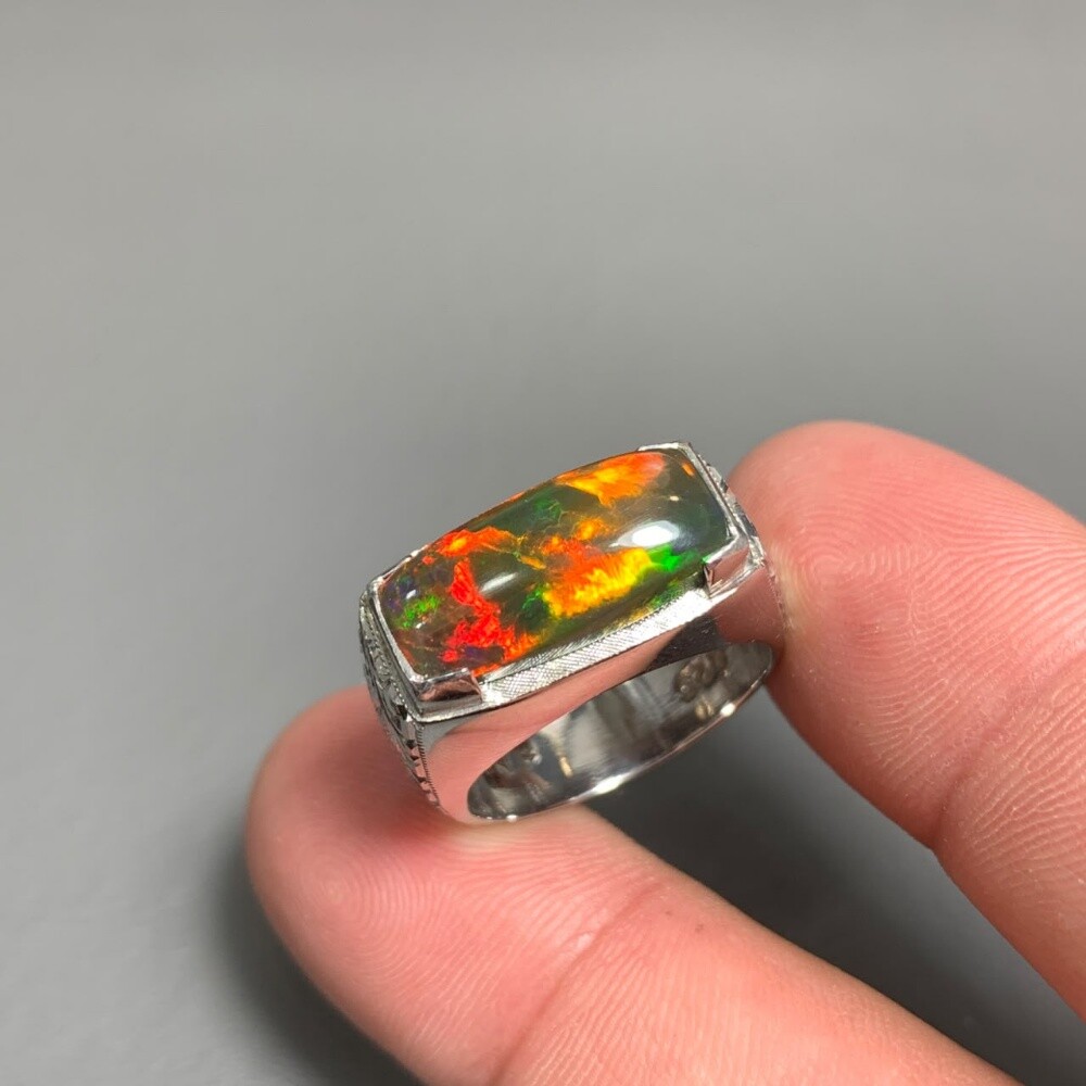 Black opal fire ring - 5